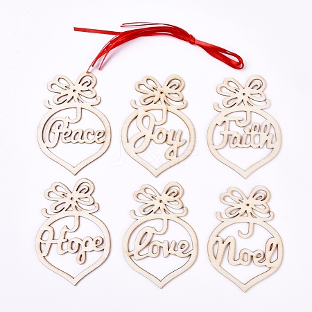 Wooden Pendant Decorations AJEW-WH0110-01-1