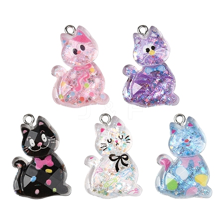 10Pcs 5 Styles Transparent Resin Pendants RESI-FS0001-92-1