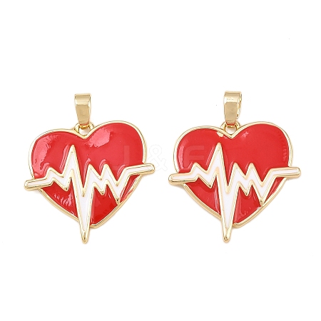 Brass Enamel Pendants KK-C248-13G-1