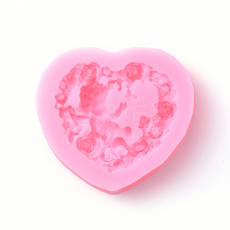 Heart & Angel Shape DIY Food Grade Silicone Molds AJEW-P046-68-1