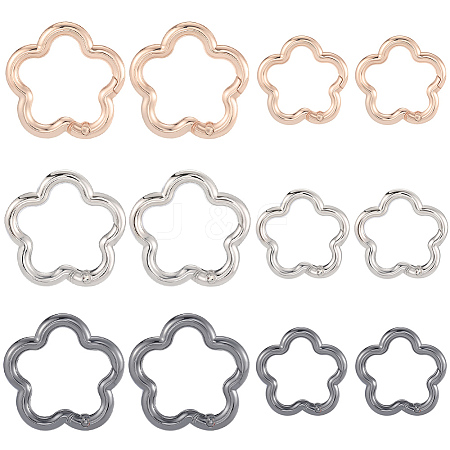 18Pcs 6 Colors Alloy Spring Gate Rings FIND-SC0019-01-1