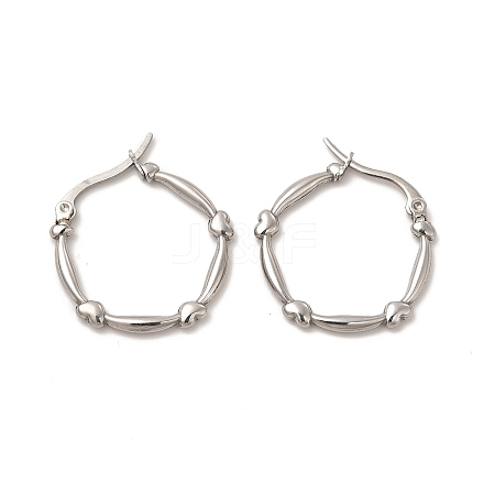 Non-Tarnish 304 Stainless Steel Heart Hoop Earrings for Women EJEW-P219-15P-1