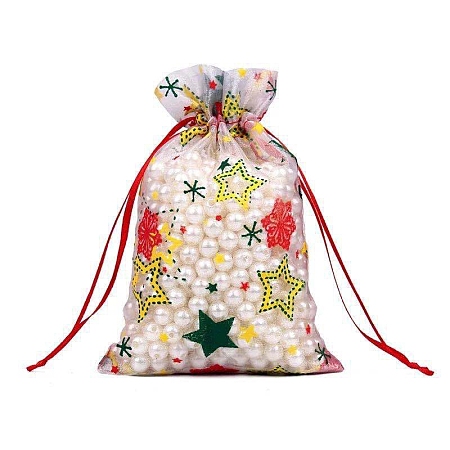 Organza Printed Gift Bags with Drawstring PW-WG00D7C-01-1