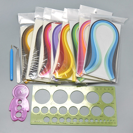 DIY Paper Quilling Strips Sets: 26 Color Paper Quilling Strips DIY-R041-13-1