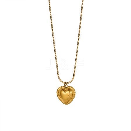 Valentine's Day 304 Stainless Steel Heart Pendant Necklaces NJEW-OY002-33-1