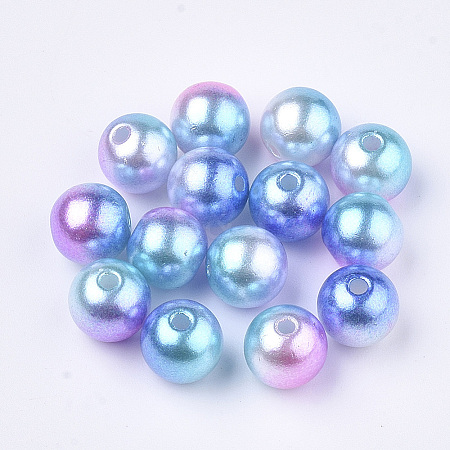 Rainbow ABS Plastic Imitation Pearl Beads X1-OACR-Q174-10mm-02-1