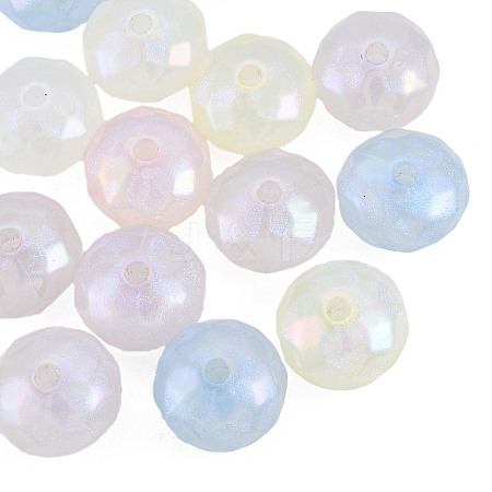 Rainbow Iridescent Plating Acrylic Beads OACR-N010-080-1