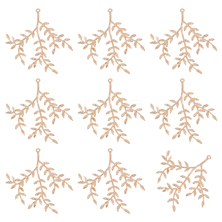 8Pcs Brass Leaf Pendants KK-CA0002-79-1