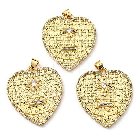 Brass with Cubic Zirconia Pendants KK-K341-35G-1