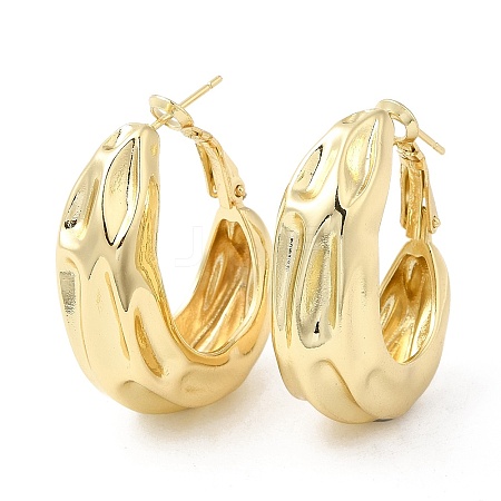 Brass Textured Thick Hoop Earrings for Women EJEW-K248-07G-1