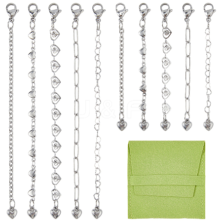 10Pcs 304 Stainless Steel Chains Bag Extender Chains HJEW-AR00034-1