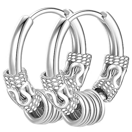 Non-Tarnish 304 Stainless Steel Beaded Hoop Earrings PW-WG23967-07-1