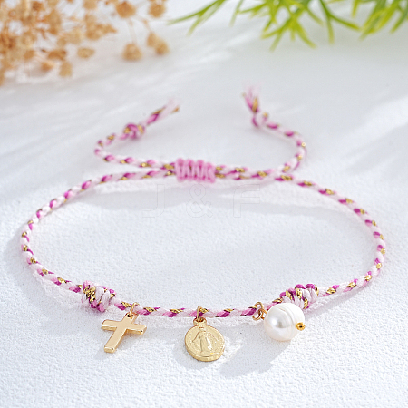 Bohemian Brass & Natural Freshwater Pearl Charm Bracelets ZD8910-7-1