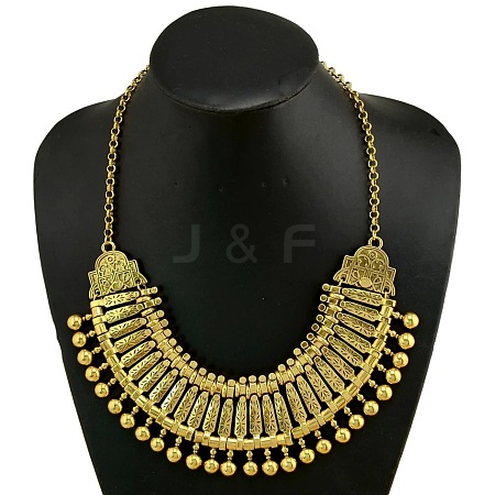 Tibetan Style Alloy Turkish Coin Tassel Chunky Bib Necklaces for Women FS-WG6DA7E-02-1