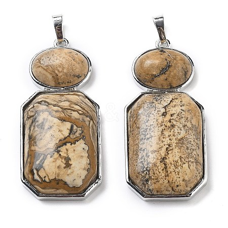 Natural Picture Jasper Human Body Shaped Pendants G-P552-03P-10-1