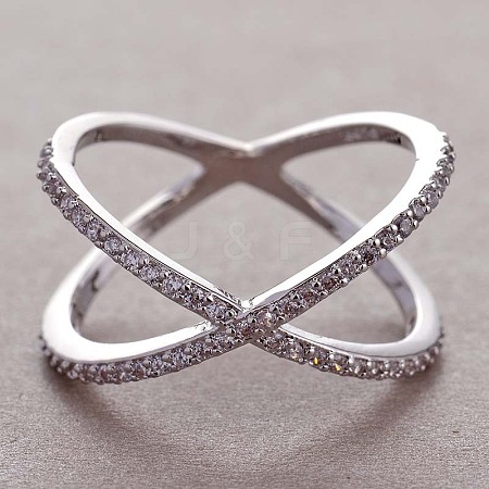 Simple Style Brass Cubic Zirconia Finger Rings FS-WG32029-01-1