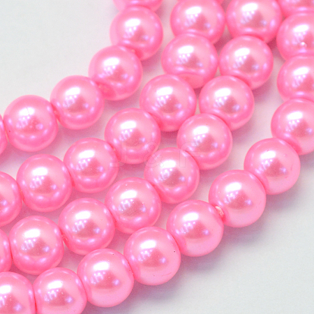 Baking Painted Pearlized Glass Pearl Round Bead Strands X-HY-Q330-8mm-68-1