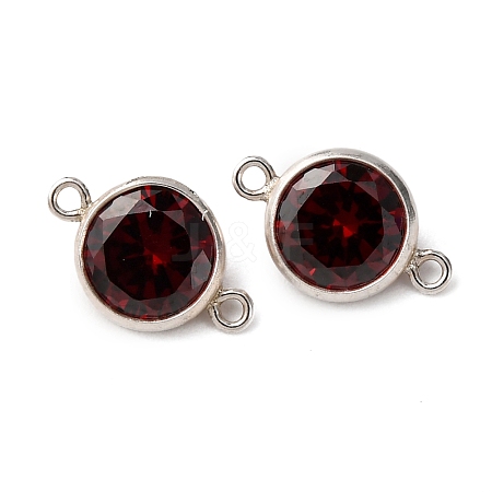 925 Streling Silver Pave Cubic Zirconia Birthstone Connector Charms STER-NH0001-80P-08-1
