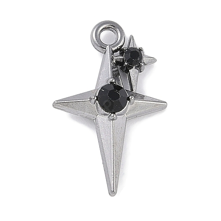 Rack Plating Alloy Jet Rhinestone Pendants PALLOY-F018-18B-02-1