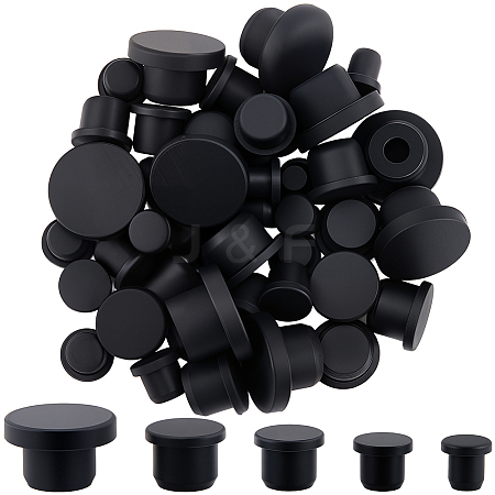 50Pcs 5 Styles Silicone Hole Plugs AJEW-GF0011-62F-1