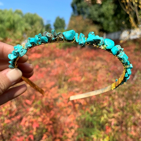 Synthetic Turquoise Hair Bands PW-WGC1C33-67-1