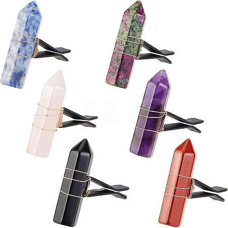 6Pcs Bullet Shape Natural Gemstone Car Air Vent Clips AJEW-PH00496-04-1