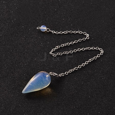 Teardrop Platinum Tone Brass Opalite Dowsing Pendulums MAK-M015-03I-1