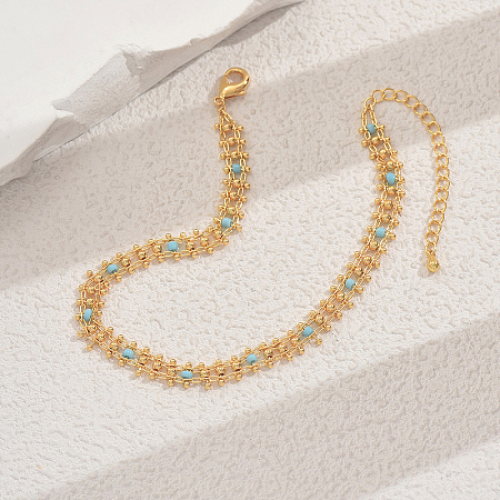 Summer Ceramic Beads Brass Link Chain Anklets for Women MW4198-1