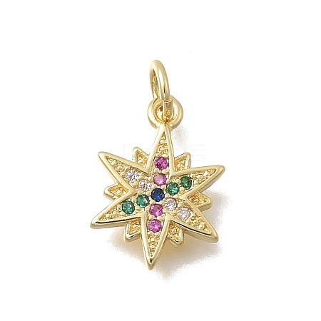 Brass Micro Pave Cubic Zirconia Snaowflake Charms KK-D431-041C-G-1
