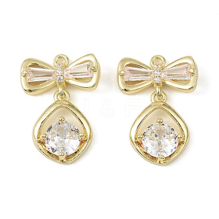 Brass Micro Pave Cubic Zirconia Pendants KK-C107-20B-G-1
