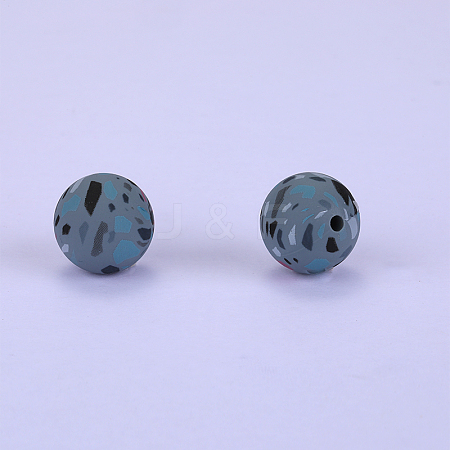 Printed Round Silicone Focal Beads SI-JX0056A-100-1