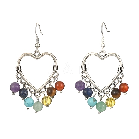 Natural & Synthetic Mixed Gemstone Chandelier Earrings EJEW-TA00258-01-1