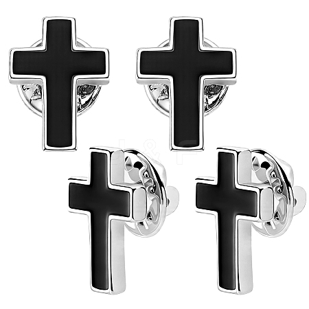 4Pcs Cross Brass Enamel Lapel Pin Backs for Backpack Clothes JEWB-GA0001-52-1