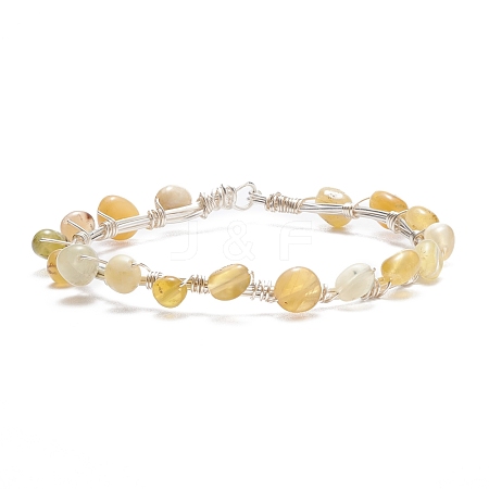 Natural Yellow Opal Braided Beaded Bracelet BJEW-JB07998-05-1