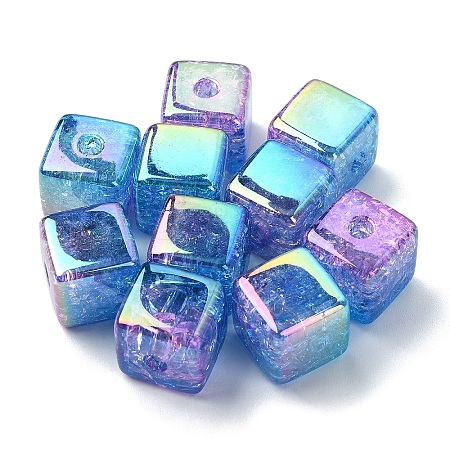 10Pcs Gradient Color & UV Plating Transparent Acrylic Beads OACR-YW0002-25C-1