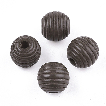 Painted Natural Wood Beehive Beads WOOD-S049-04A-01-1