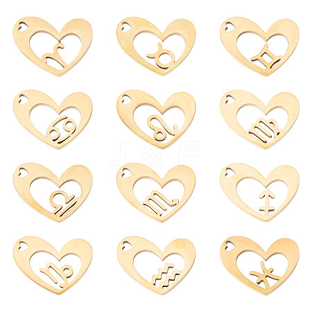 12Pcs 12 Styles 316L Stainless Steel Pendants STAS-TA0003-21G-1