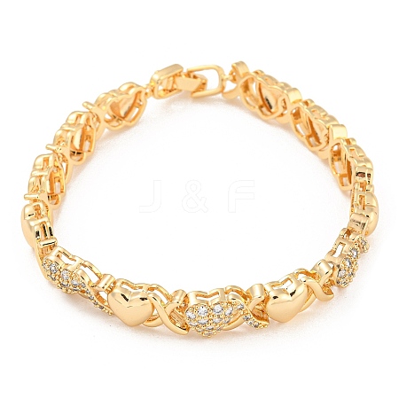 Golden Brass Micro Pave Cubic Zirconia Link Bracelets BJEW-P314-A09-G-1