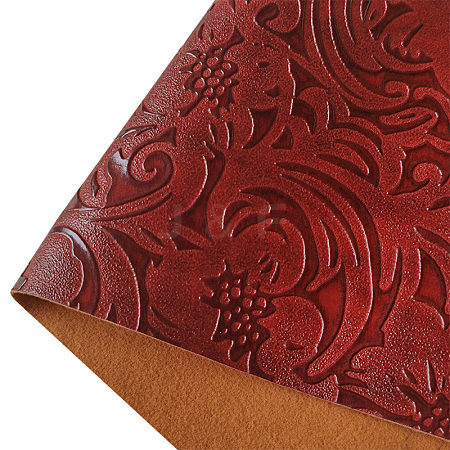 Embossed Flower Pattern Imitation Leather Fabric PW-WG18445-06-1