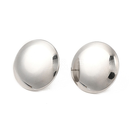 304 Stainless Steel Flat Round Stud Earrings for Women EJEW-I281-06P-1