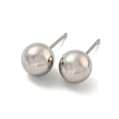 Tarnish Resistant 304 Stainless Steel with 201 Stainless Steel Smooth Round Ball Stud Earring Findings STAS-O004-08F-P-1