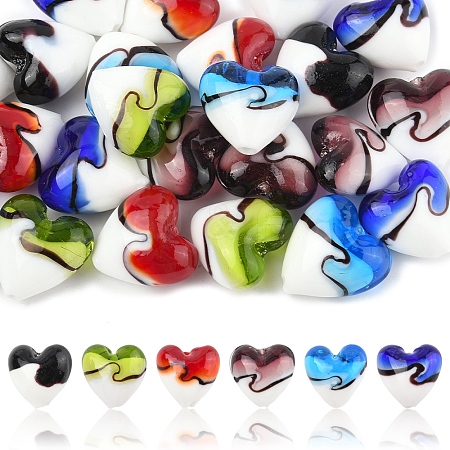 24Pcs 6 Colors Handmade Lampwork Beads LAMP-FS0001-35-1