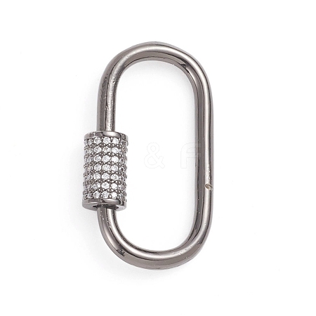 Brass Micro Pave Clear Cubic Zirconia Screw Carabiner Lock Charms ZIRC-E164-10B-1
