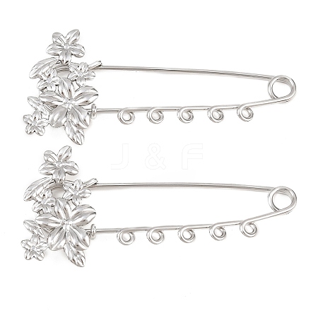 Flower 304 Stainless Steel Safety Pins Brooch Findings SA-CBA098D-14A-P05-1