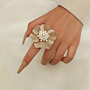 Exaggerated Alloy Imitation Pearl Flower Cuff Ring NZ1085-2