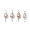 Copper Wire Wrapped Shell Pearl Connector Charms PALLOY-JF03114-01-1