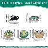 SUNNYCLUE 5Pcs 5 Styles Knitting Theme Enamel Pins JEWB-SC0001-41-2