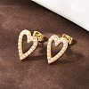Brass ABS Plastic Pearl Hollow Heart Stud Earrings EJEW-L275-14G-01-3