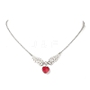 Red Heart with Alloy Angel Wings Pendant 304 Stainless Steel Cable Chain Necklaces NJEW-TA00218-2