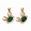 Brass Micro Pave Green Cubic Zirconia Pendants ZIRC-N039-195-NF-1